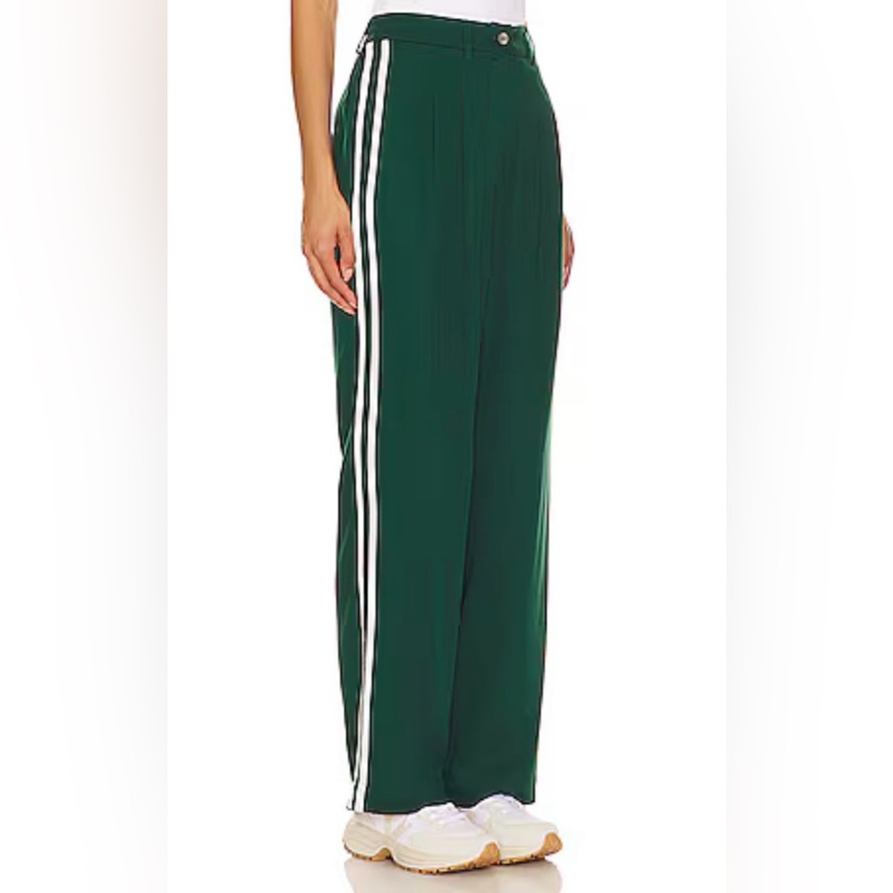SOLD DONNI. Pleated Stripe Trousers Hunter Green